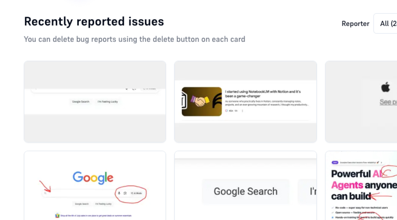 Team Collaboration. - See all issues reported by your team right on the page.